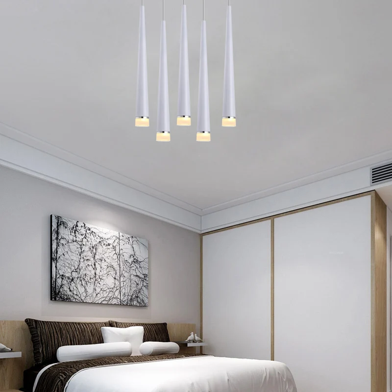 Wit/zwart taps toelopende plafondlamp van metaal, minimalistische LED-hanglamp wit/warm/neutraal Clearhalo