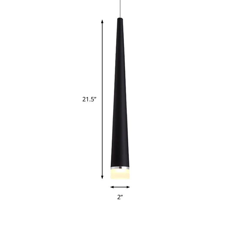 Wit/zwart taps toelopende plafondlamp van metaal, minimalistische LED-hanglamp wit/warm/neutraal Clearhalo