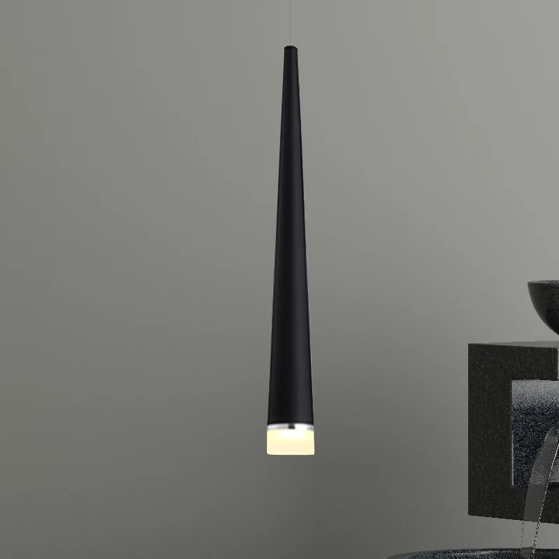 Wit/zwart taps toelopende plafondlamp van metaal, minimalistische LED-hanglamp wit/warm/neutraal Clearhalo