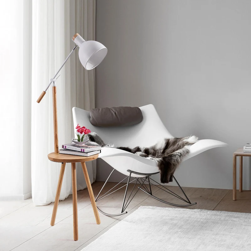 Wit/zwarte afwerking Koepelvormige vloertafellamp Modernistische LED-metalen staande lamp met verstelbare arm Clearhalo