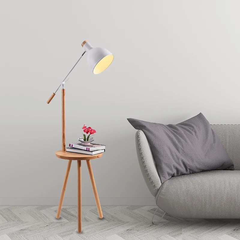 Wit/zwarte afwerking Koepelvormige vloertafellamp Modernistische LED-metalen staande lamp met verstelbare arm Clearhalo