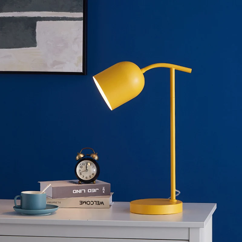 Wit/zwart/gele afwerking Bell-bureauverlichting Macaron LED-metallic leesboeklamp voor nachtkastje Clearhalo