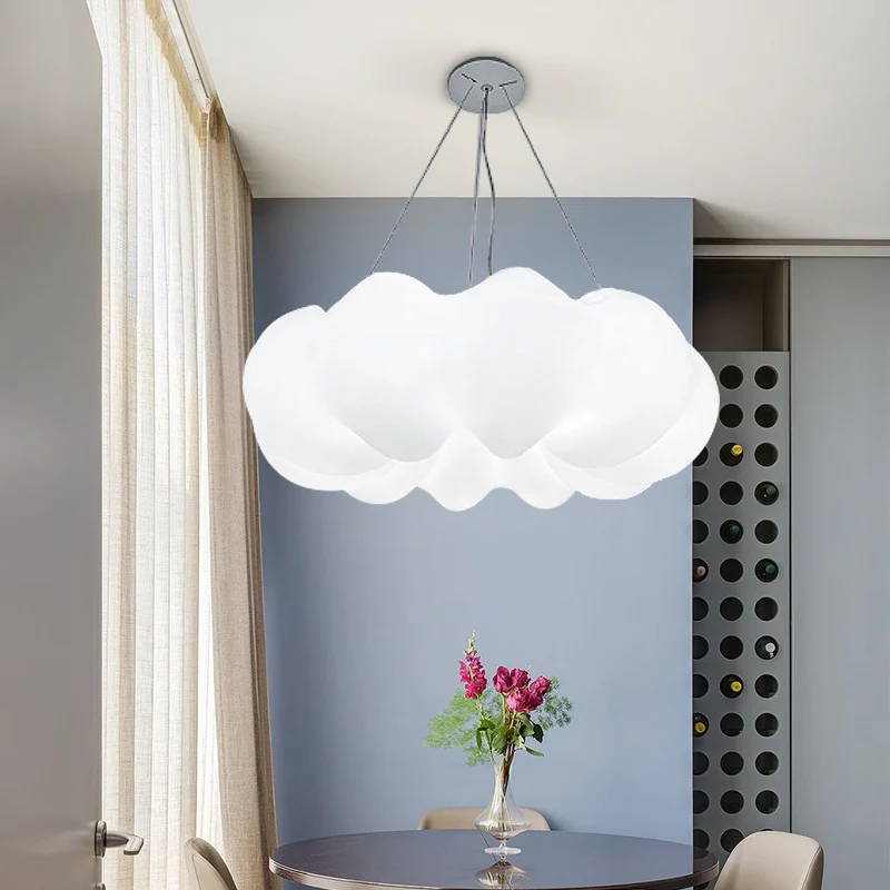 Wolk hangende plafondlamp Minimalistische kunststof LED-slaapkamer ophangverlichting wit Clearhalo