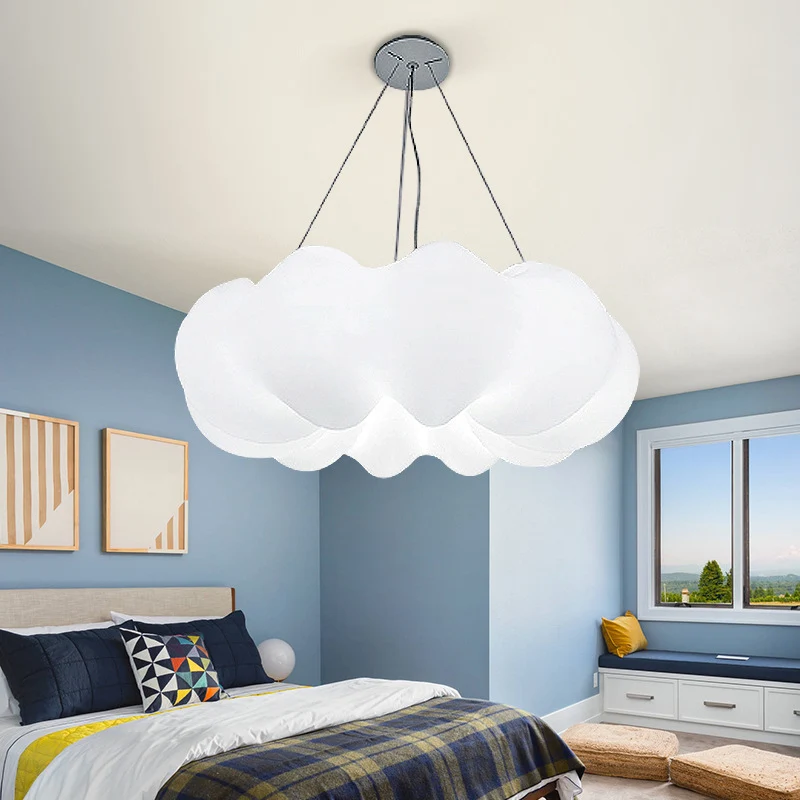 Wolk hangende plafondlamp Minimalistische kunststof LED-slaapkamer ophangverlichting wit Clearhalo