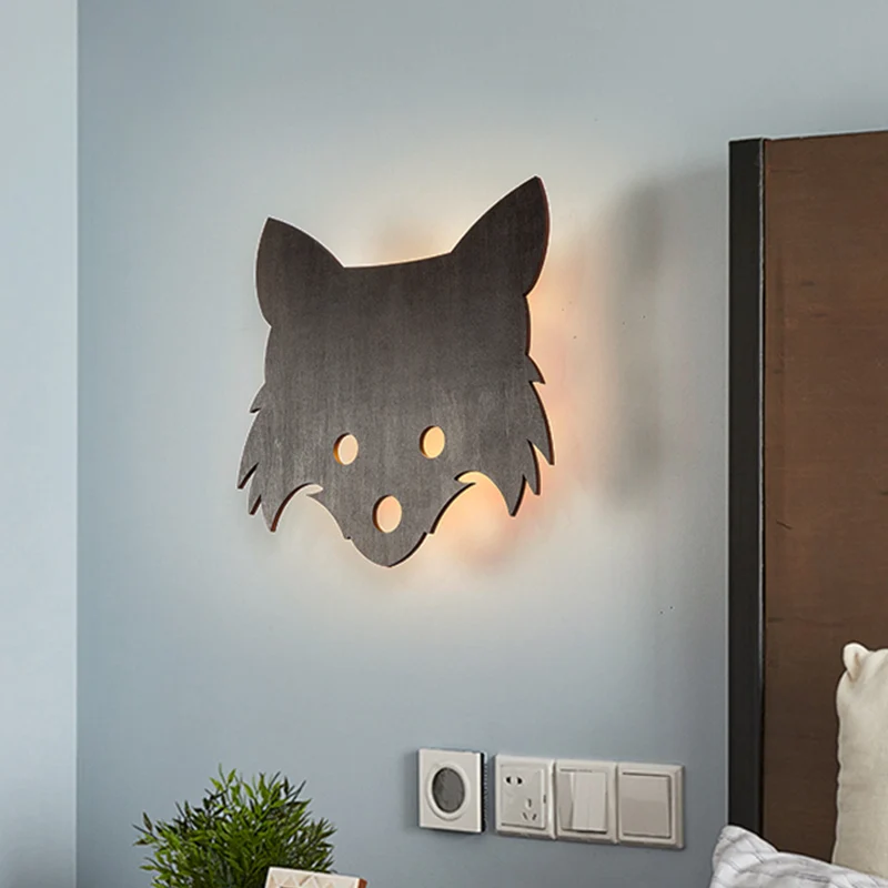 Wood Fox wandlamp kinder zwarte LED-inbouwwandkandelaar warm/wit licht voor slaapkamer Clearhalo