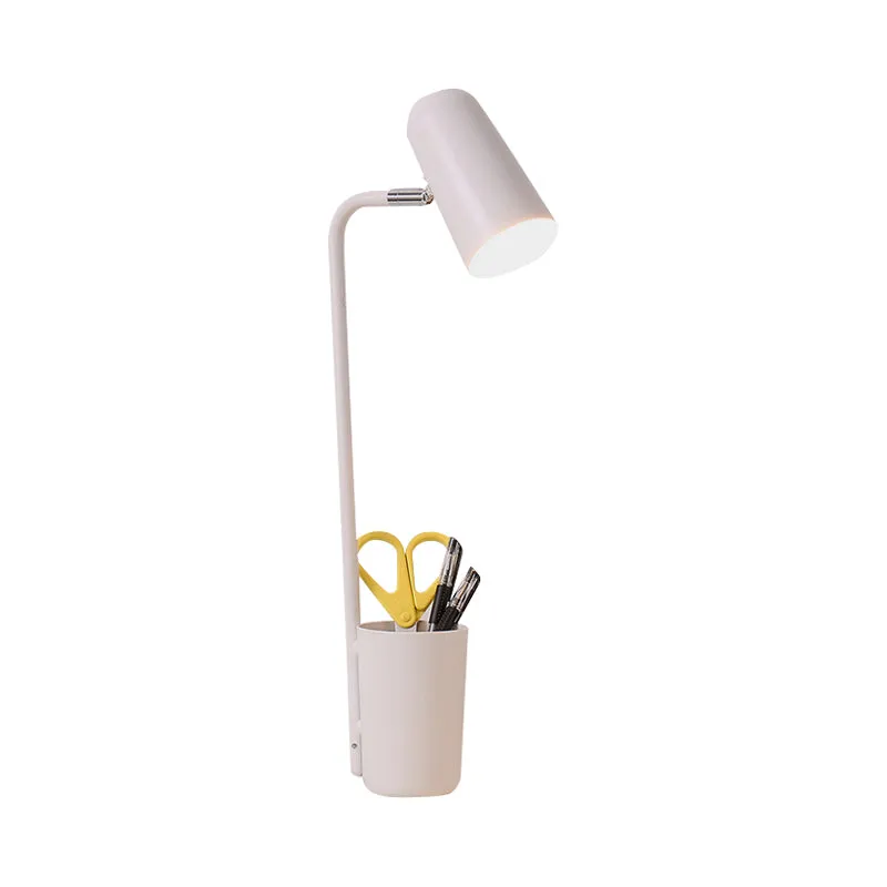 Woonkamer Cup Bureaulamp met Penhouder Metaal One Light Wit Tafellamp Clearhalo