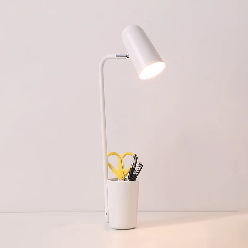 Woonkamer Cup Bureaulamp met Penhouder Metaal One Light Wit Tafellamp Clearhalo