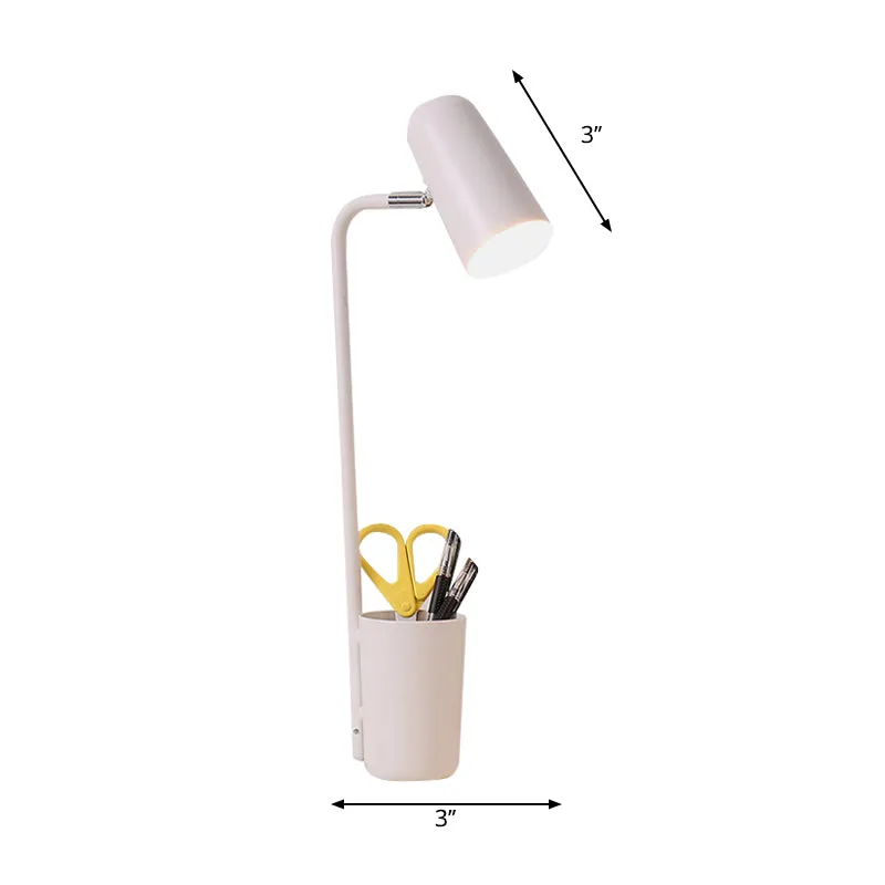 Woonkamer Cup Bureaulamp met Penhouder Metaal One Light Wit Tafellamp Clearhalo