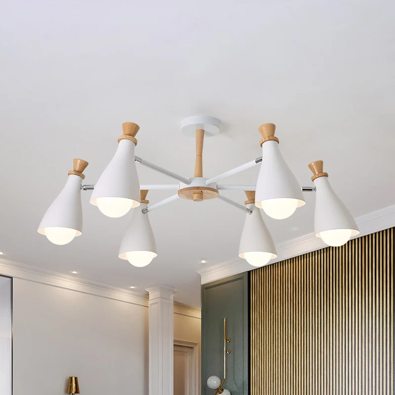 Woonkamer halve fles kroonluchter 6/8 koppen metaal Macaron Loft snoepkleurige hanglamp grijs/wit Clearhalo