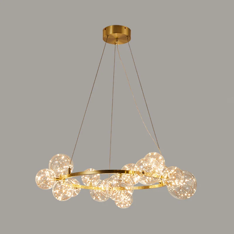 Woonkamer LED-kroonluchterlamp Minimale gouden hanglamp met bol helderglazen kap Clearhalo