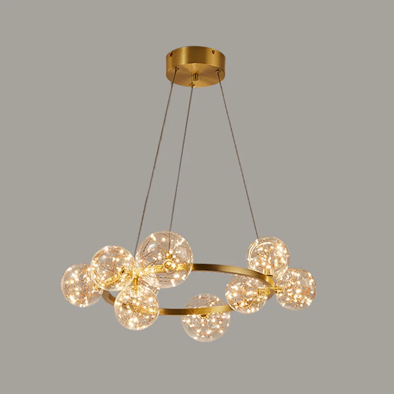 Woonkamer LED-kroonluchterlamp Minimale gouden hanglamp met bol helderglazen kap Clearhalo