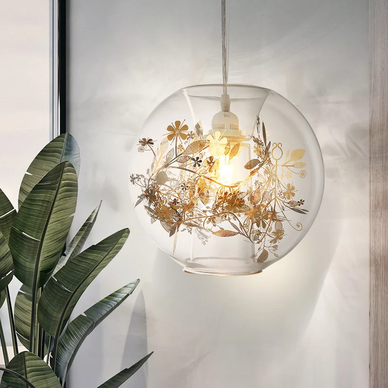 Woonkamer Orb Shade hanglamp transparant glas één kop hedendaagse hanglamp Clearhalo