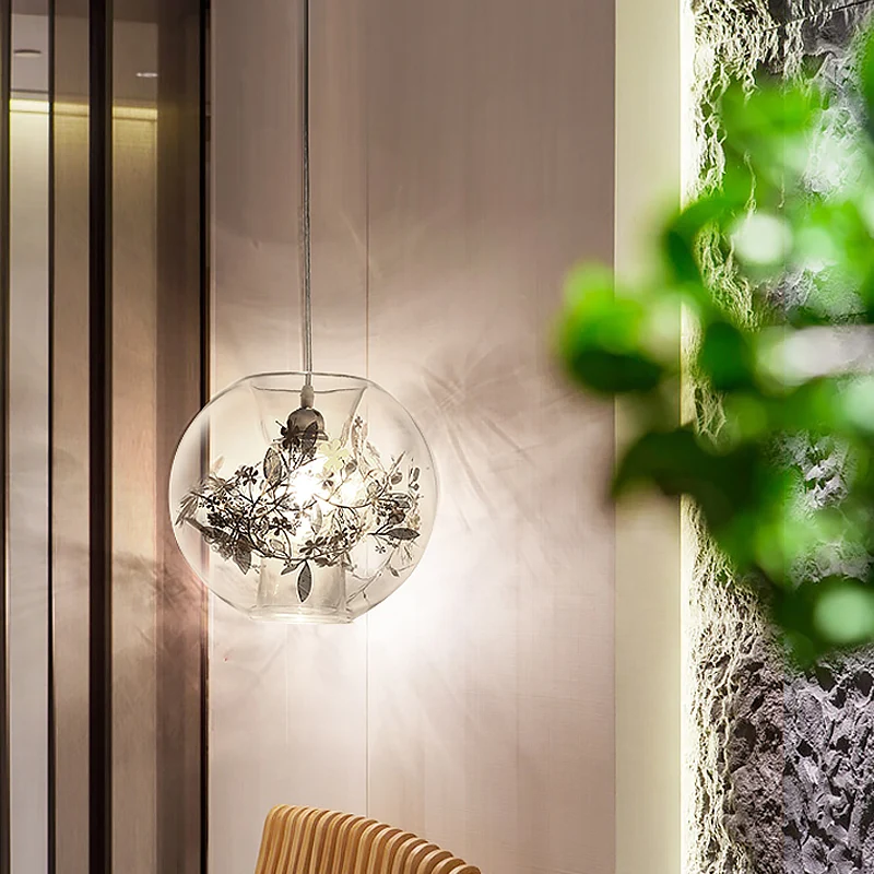 Woonkamer Orb Shade hanglamp transparant glas één kop hedendaagse hanglamp Clearhalo