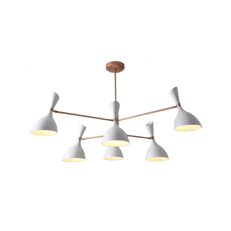 Woonkamer trechtervormige kroonluchter met zwart/witte kap Metalen eigentijdse messing hanglamp Clearhalo