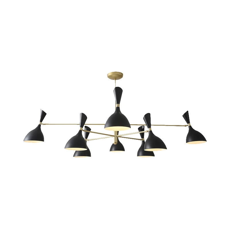 Woonkamer trechtervormige kroonluchter met zwart/witte kap Metalen eigentijdse messing hanglamp Clearhalo