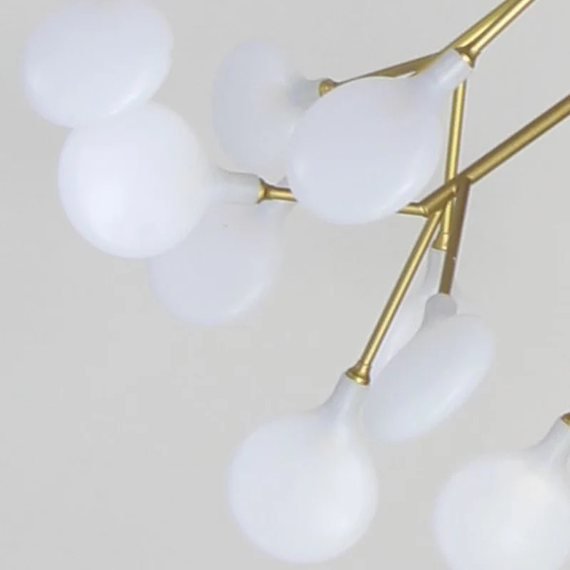 Woonkamerkroonluchter met 45 lampen Artistieke gouden hanglamp met bladvormige acrylkap Clearhalo