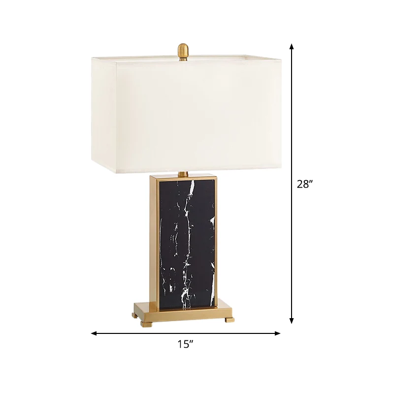 Woonkamertafellamp met 1 lamp, luxe nachtkastje van zwarte stof met rechthoekige stenen voet Clearhalo