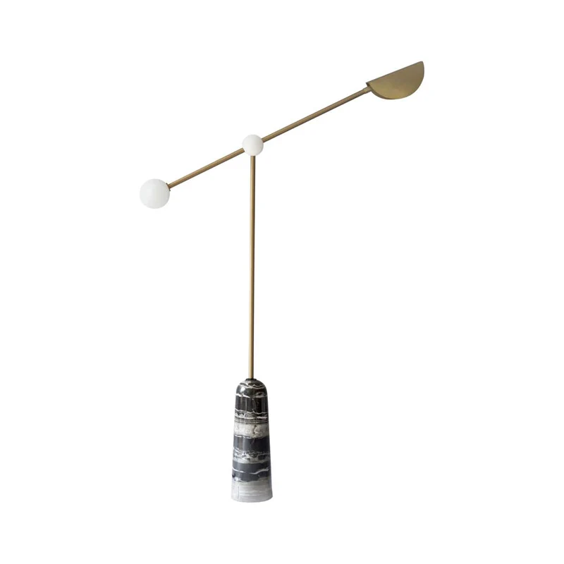 Woonkamervloerlamp met hefboomarm, crèmekleurig glas, 2-lichts designvloerlamp met marmeren voet zwart-goud Clearhalo
