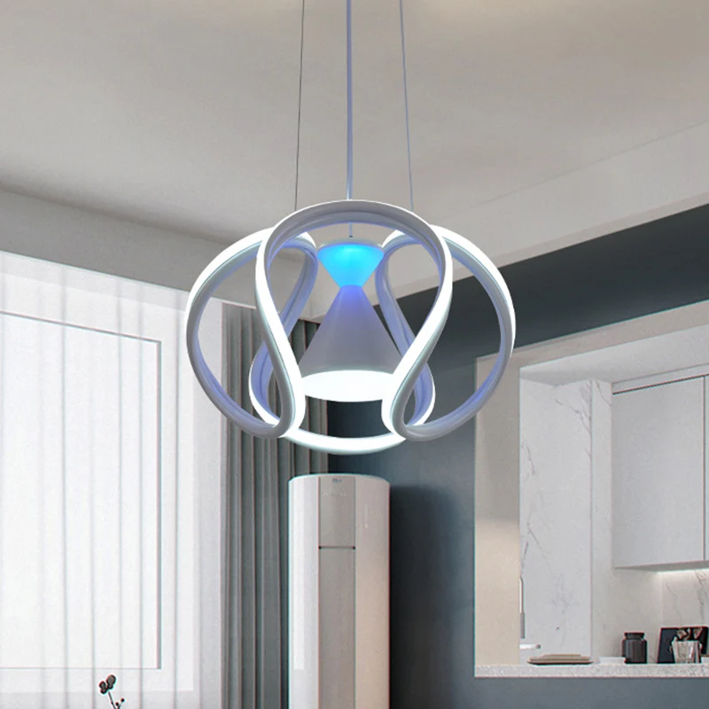 Wuivende eetkamer hangende verlichting Acryl LED-modernistische plafondophanglamp wit met zandloper aan de binnenkant Clea...