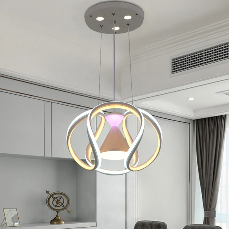 Wuivende eetkamer hangende verlichting Acryl LED-modernistische plafondophanglamp wit met zandloper aan de binnenkant Clea...