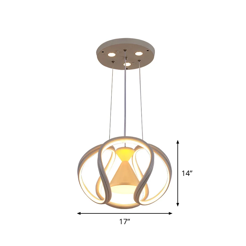 Wuivende eetkamer hangende verlichting Acryl LED-modernistische plafondophanglamp wit met zandloper aan de binnenkant Clea...