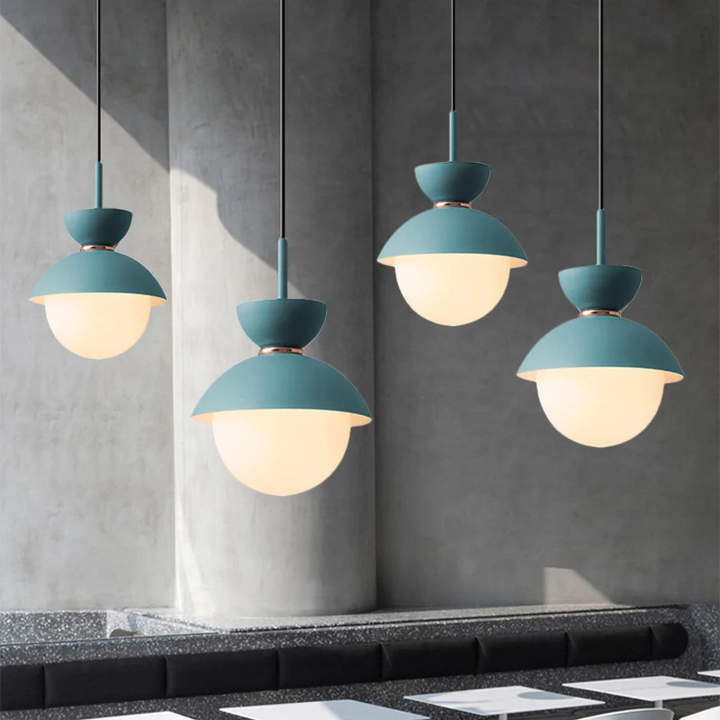 Zandloper Hanglamp Macaron Opaalglas 1 Lamp Blauw/Roze/Grijs Hanglamp voor Restaurant Clearhalo