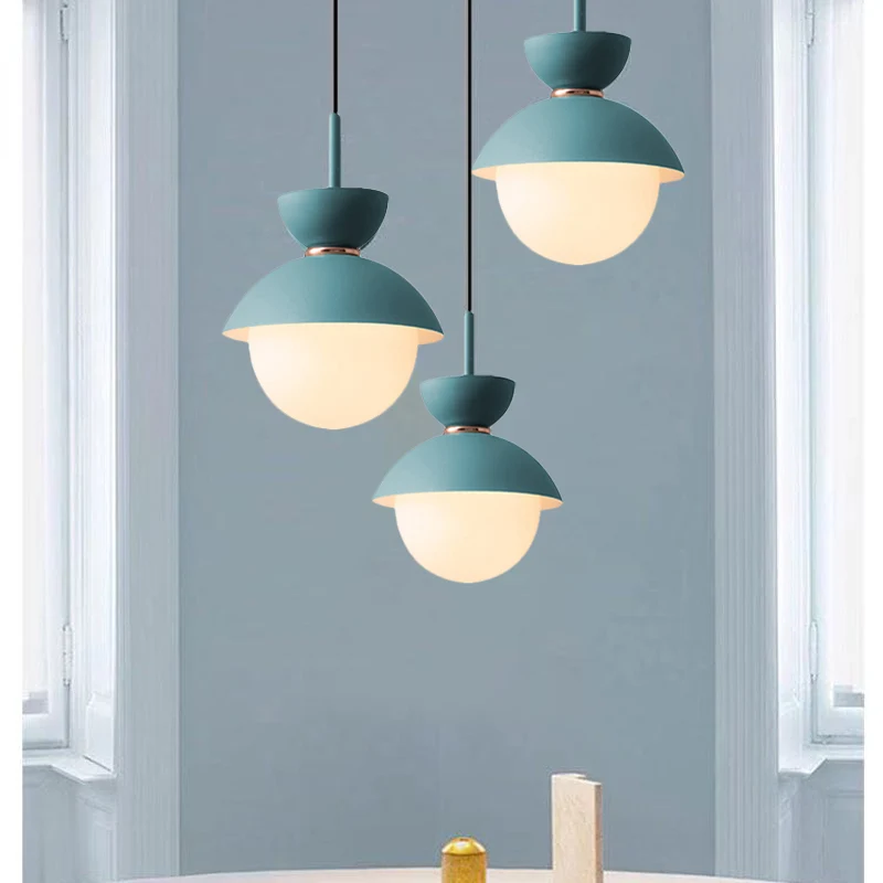 Zandloper Hanglamp Macaron Opaalglas 1 Lamp Blauw/Roze/Grijs Hanglamp voor Restaurant Clearhalo