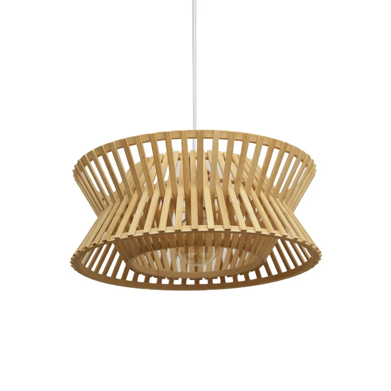 Zandloper hangverlichting Minimalistische bamboe hanglamp met enkele lamp en houten hanglamp Clearhalo