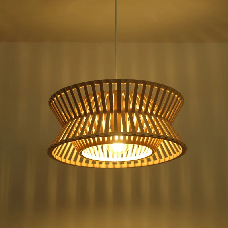 Zandloper hangverlichting Minimalistische bamboe hanglamp met enkele lamp en houten hanglamp Clearhalo