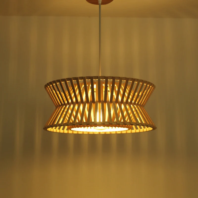 Zandloper hangverlichting Minimalistische bamboe hanglamp met enkele lamp en houten hanglamp Clearhalo