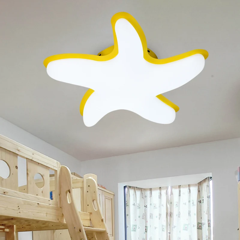 Zeester semi-inbouw plafondlamp kinder kunststof LED kinderkamer inbouwverlichting grijs/roze/gele afwerking Clearhalo