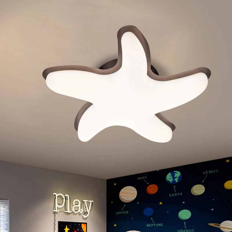 Zeester semi-inbouw plafondlamp kinder kunststof LED kinderkamer inbouwverlichting grijs/roze/gele afwerking Clearhalo