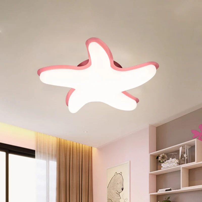 Zeester semi-inbouw plafondlamp kinder kunststof LED kinderkamer inbouwverlichting grijs/roze/gele afwerking Clearhalo