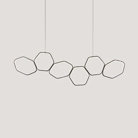Zeshoekige eilandkroonluchter Eenvoudig acryl 4/5/6 lampen Wit/bruin plafondhanger warm/wit licht Clearhalo