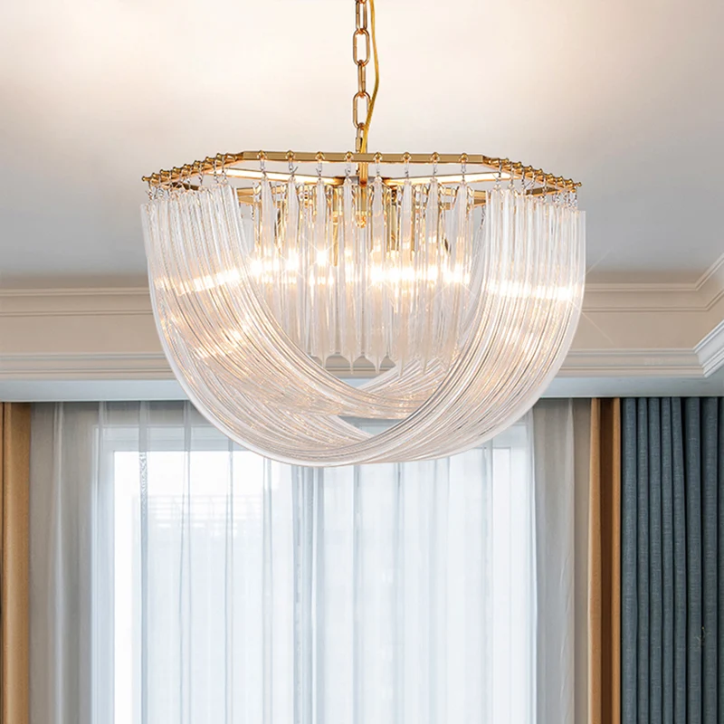 Zeshoekige kroonluchter licht eigentijds strak vormgegeven kristal 4-lichts gouden plafondlamp, 12"/19,5" breed Clearhalo