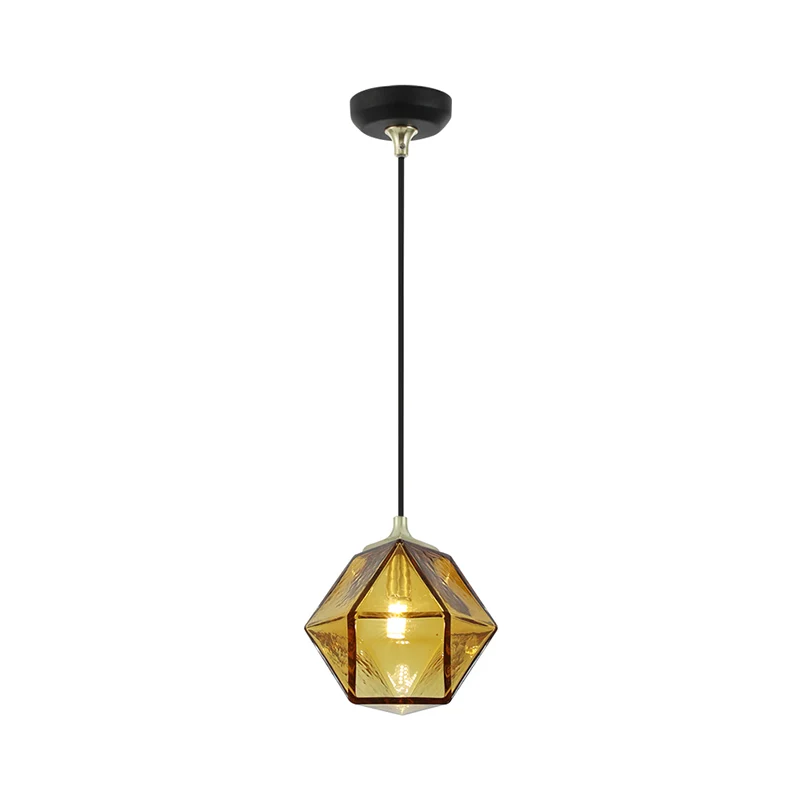 Zeshoekige plafondlamp modernisme cognacglas 1 lamp eetkamer hangende hanglamp Clearhalo