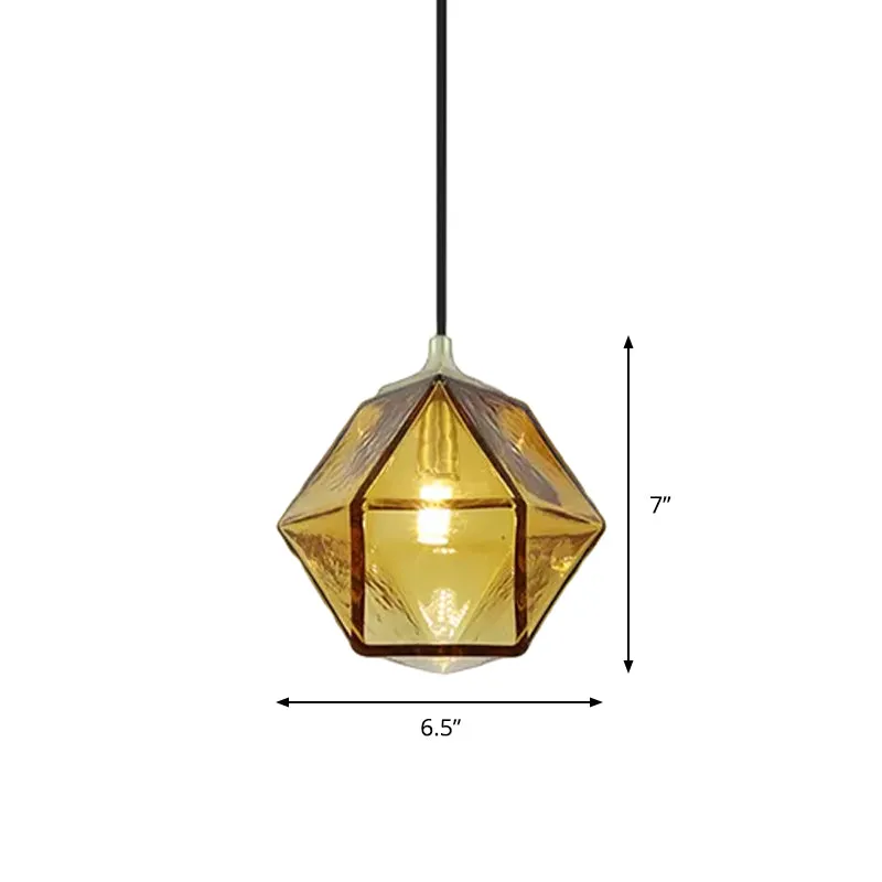 Zeshoekige plafondlamp modernisme cognacglas 1 lamp eetkamer hangende hanglamp Clearhalo