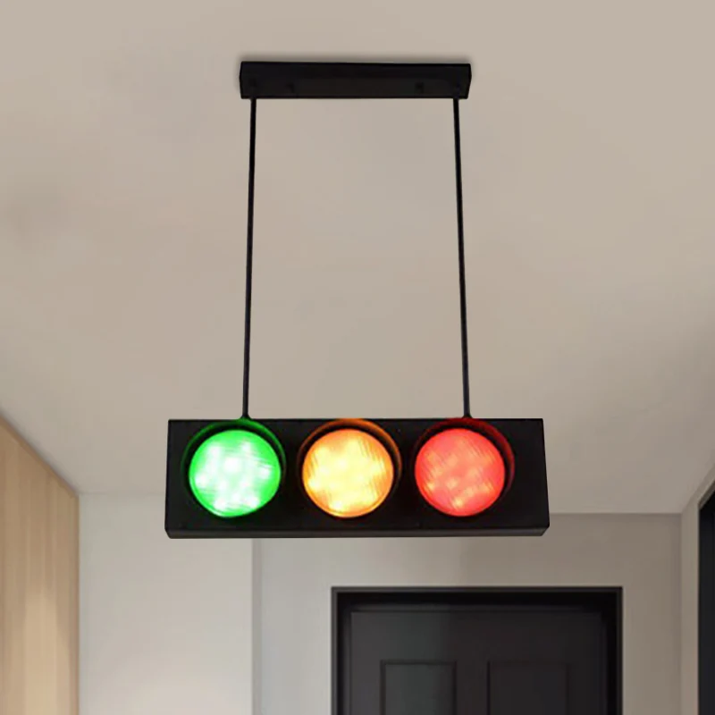 Zeslichts metalen eilandlamp verkeerslicht industriële eilandlamp zwart voor woonkamer Clearhalo