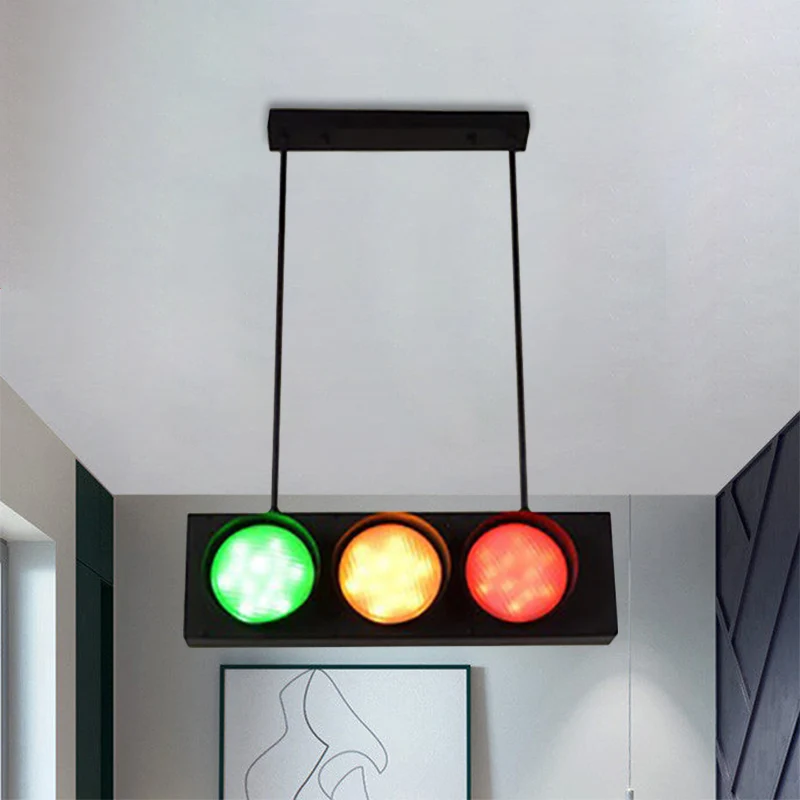 Zeslichts metalen eilandlamp verkeerslicht industriële eilandlamp zwart voor woonkamer Clearhalo
