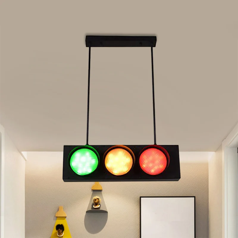 Zeslichts metalen eilandlamp verkeerslicht industriële eilandlamp zwart voor woonkamer Clearhalo