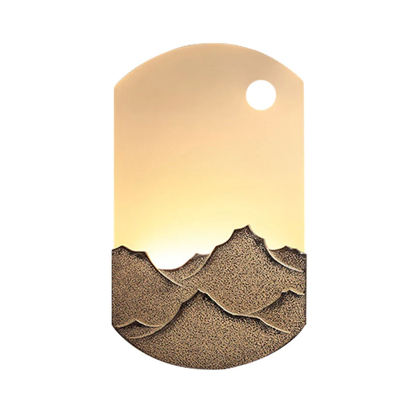 Zilver/bruin ovale muurschildering licht Chinese stijl LED acryl wandmontage verlichting met bergpatroon voor slaapkamer C...