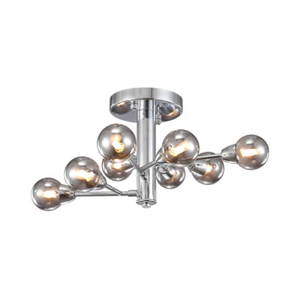 Zilveren bol semi-inbouwverlichting Moderne multi-verlichting rookglas semi-inbouwkroonluchter Clearhalo