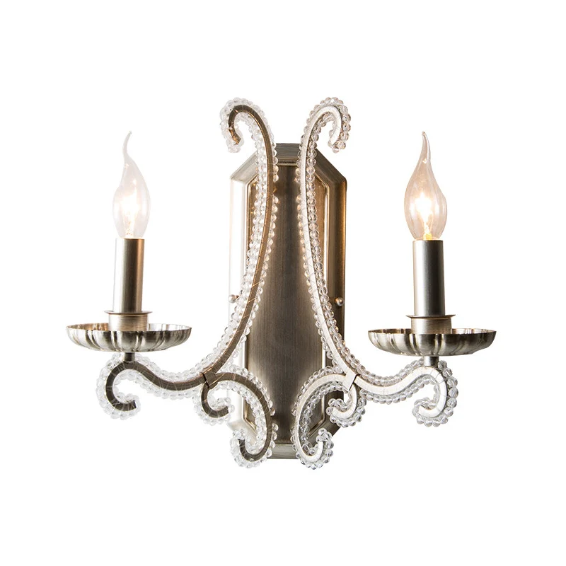 Zilveren kandelaar wandgemonteerde verlichting Traditionele Crystal Strand 1/2-lamp slaapkamer wandlamp Clearhalo