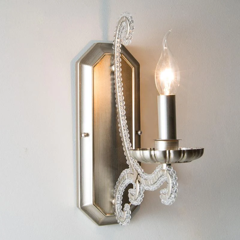 Zilveren kandelaar wandgemonteerde verlichting Traditionele Crystal Strand 1/2-lamp slaapkamer wandlamp Clearhalo