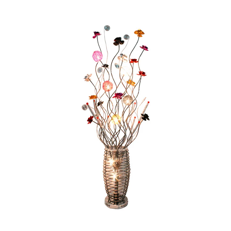Zilveren LED-stand-up lamp Art Decor Metaal uitgeholde ovale vloerverlichting met vloeiende lineaire en kleurrijke bloei C...