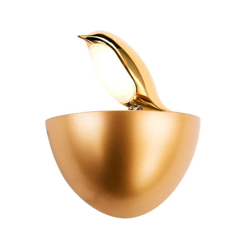 Zilver/gouden Birdie-wandlamp voor kinderen, aluminium LED-sconce-lamp met kwartbolstandaard Clearhalo