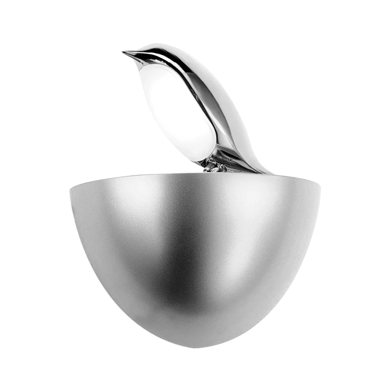 Zilver/gouden Birdie-wandlamp voor kinderen, aluminium LED-sconce-lamp met kwartbolstandaard Clearhalo