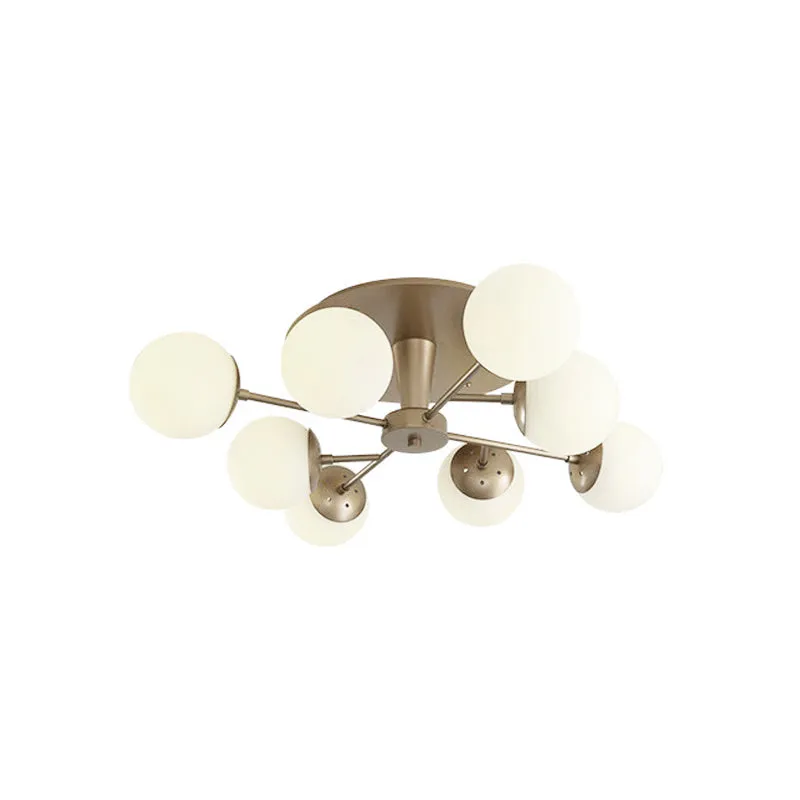 Zilver/Rose Goud Afgewerkte Bal Semi-Inbouw Modernistische 8 Lichts Opaal Glas Dichtbij Plafondlamp Clearhalo