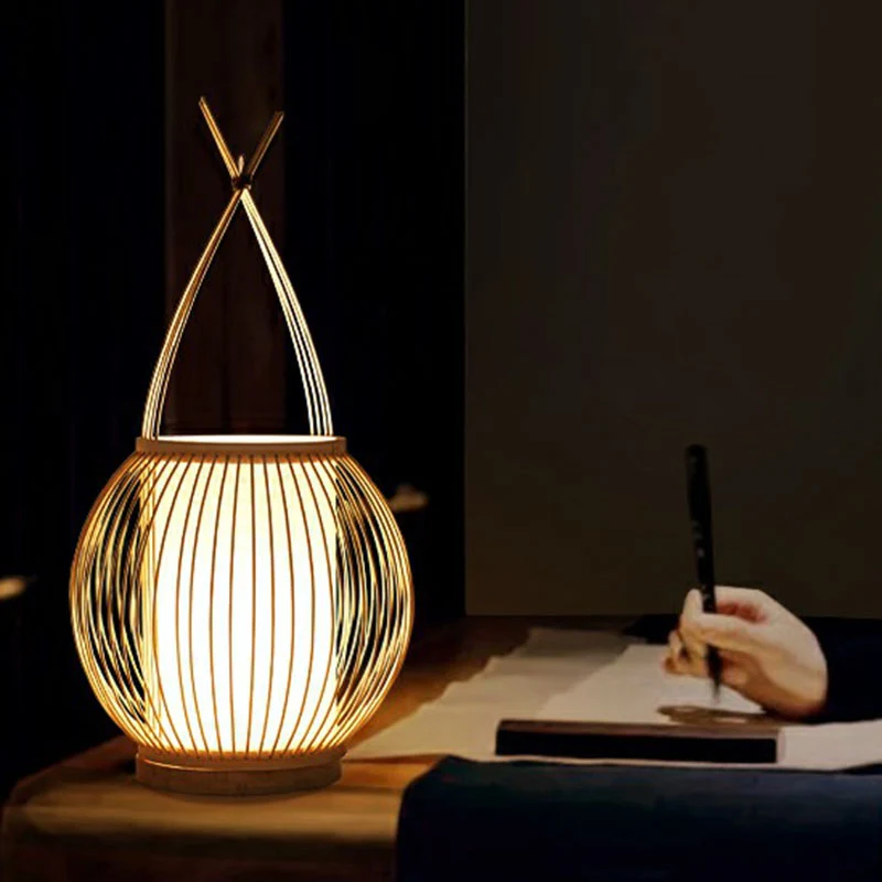 Zuidoost-Azië Mand Tafellamp Bamboe Enkel Restaurant Nachtkastje Verlichting Hout Clearhalo