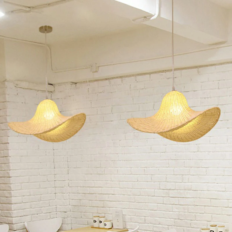 Zuidoost-Azië Strohoed-plafondlamp Rotan Single Tea Room Hangende hanglamp hout Clearhalo